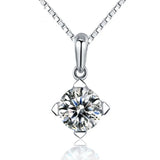 Square Amethyst Zircon 925 Sterling Silver Necklace Pendant Charm