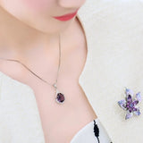 Sterling Silver Amethyst Zircon Necklace Pendant