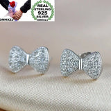 Zircon Bowknot S925 Silver Stud Earrings