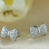 Zircon Bowknot S925 Silver Stud Earrings