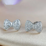 Zircon Bowknot S925 Silver Stud Earrings