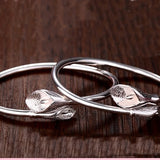 European Woman Calla Lily 18KT Cuff Bangle BA93