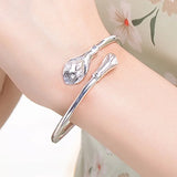 European Woman Calla Lily 18KT Cuff Bangle BA93