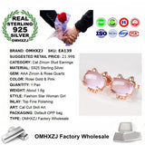 European Cat Rose Quartz Zircon Stud Earrings