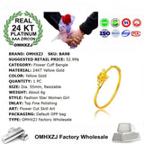 European Girl Wedding Gift Flower 24KT Cuff Bangle BA98