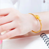 European Girl Wedding Gift Flower 24KT Cuff Bangle BA98