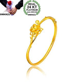 European Girl Wedding Gift Flower 24KT Cuff Bangle BA98