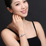 European Woman Party Gift Flower Open S999 Silver Cuff Bangle