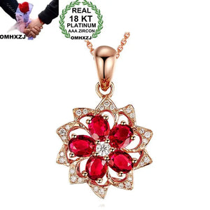 Rose Flower Ruby Zircon Pendant Necklace