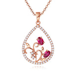 Rose Necklace Pendant Ruby Zircon Wedding Gift