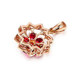 Rose Flower Ruby Zircon Pendant Necklace