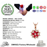 Rose Flower Ruby Zircon Pendant Necklace