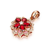 Rose Flower Ruby Zircon Pendant Necklace