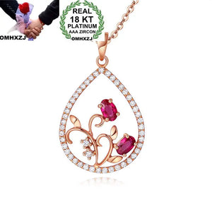 Rose Necklace Pendant Ruby Zircon Wedding Gift