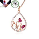 Rose Necklace Pendant Ruby Zircon Wedding Gift