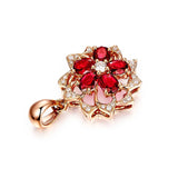 Rose Flower Ruby Zircon Pendant Necklace