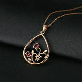 Rose Necklace Pendant Ruby Zircon Wedding Gift