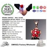 European Ruby Zircon 18KT Rose Pendant Necklace
