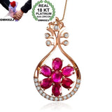 European Ruby Zircon 18KT Rose Necklace Pendant