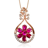 European Ruby Zircon 18KT Rose Necklace Pendant