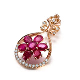 European Ruby Zircon 18KT Rose Necklace Pendant