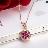 European Ruby Zircon 18KT Rose Necklace Pendant