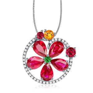European Ruby Zircon 18KT Necklace Pendant CA217