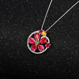 European Ruby Zircon 18KT Necklace Pendant CA217