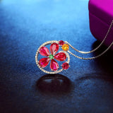 European Ruby Zircon 18KT Necklace Pendant CA217
