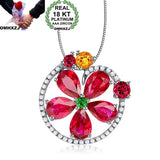 European Ruby Zircon 18KT Necklace Pendant CA217