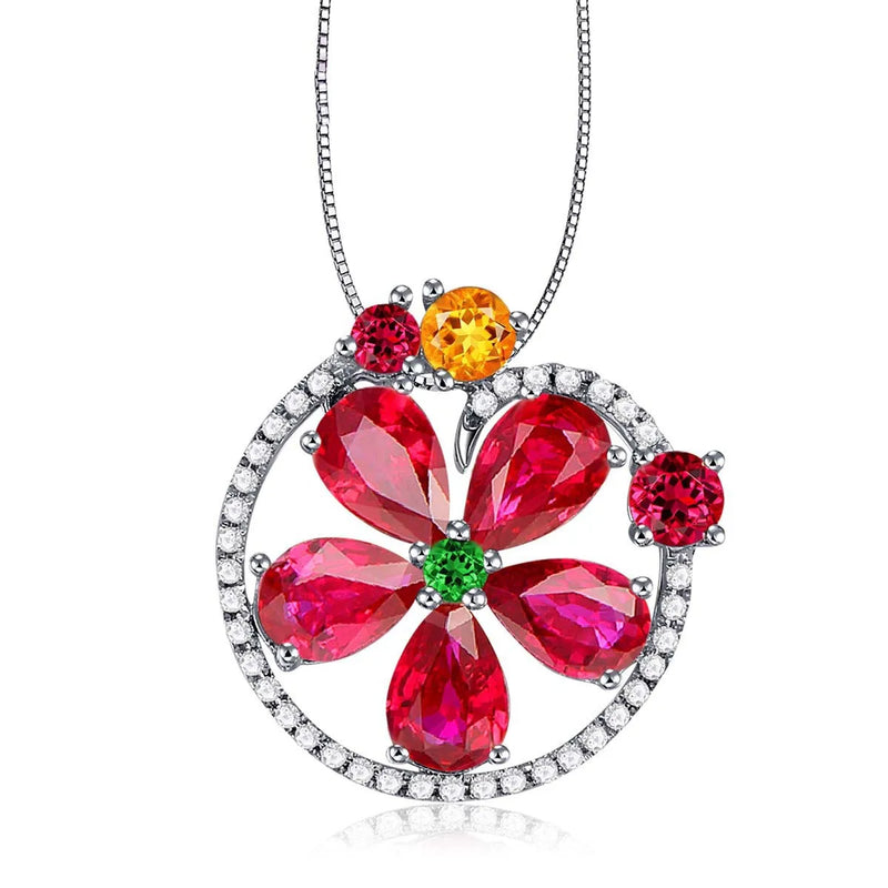 European Ruby Zircon 18KT Necklace Pendant CA217