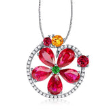 European Ruby Zircon 18KT Necklace Pendant CA217