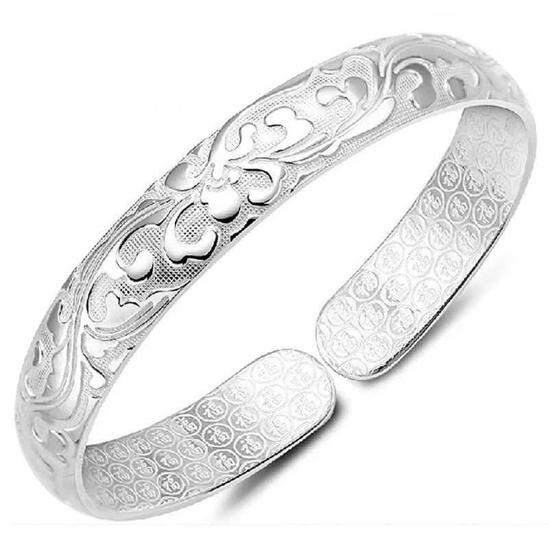 European Woman S999 Sterling Silver Cuff Bangle