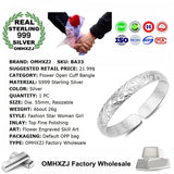 European Woman S999 Sterling Silver Cuff Bangle