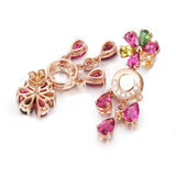 Colorful Zircon Rose Stud Earrings for Women, Wedding Gift