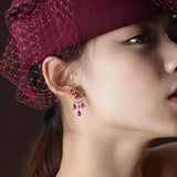 Colorful Zircon Rose Stud Earrings for Women, Wedding Gift