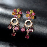 Colorful Zircon Rose Stud Earrings for Women, Wedding Gift