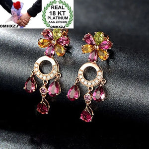 Colorful Zircon Rose Stud Earrings for Women, Wedding Gift