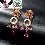 Colorful Zircon Rose Stud Earrings for Women, Wedding Gift