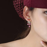 Colorful Zircon Rose Stud Earrings for Women, Wedding Gift