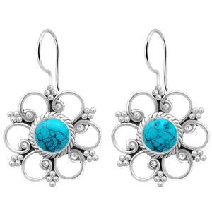 Turquoise 925 Silver Drop Earrings for Wedding