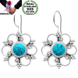 Turquoise 925 Silver Drop Earrings for Wedding