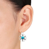 Turquoise 925 Silver Drop Earrings for Wedding