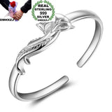 European Woman Party Gift Fox Open S999 Silver Cuff Bangle