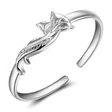 European Woman Party Gift Fox Open S999 Silver Cuff Bangle
