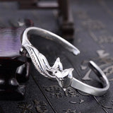 European Woman Party Gift Fox Open S999 Silver Cuff Bangle