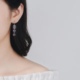 Geometric Amethyst 925 Silver Drop Earrings