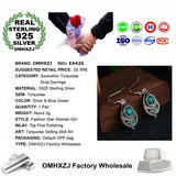 Geometric Turquoise Drop Earrings S925 Sterling Silver