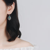 Geometric Turquoise Drop Earrings S925 Sterling Silver