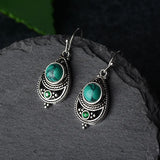 Geometric Turquoise Drop Earrings S925 Sterling Silver